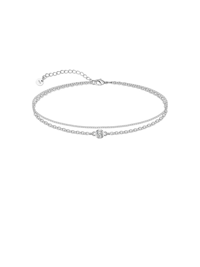 925 Sterling Silver Ankle Bracelet Multilayer Anklets for Women Satellite, Star, Cross, Circle, Butterfly, Teardrop, Oval Disk Layered Anklet Beach Jewelry JL-034