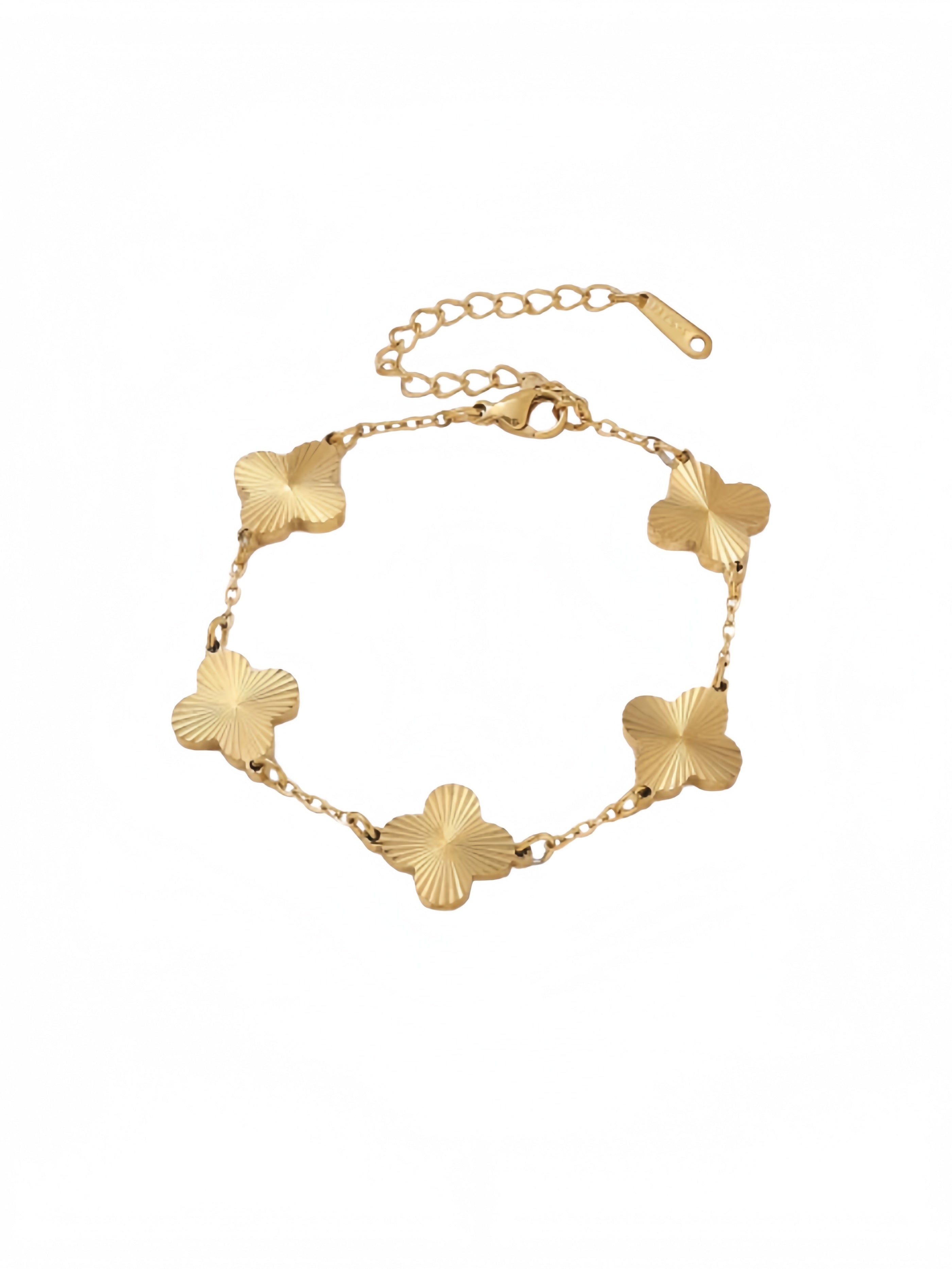 Golden Four Leaf Clover Link Bracelet with Smooth Texture Simple and Fashionable Jewelry A Gift for Friends Family and Loved Ones SL-018