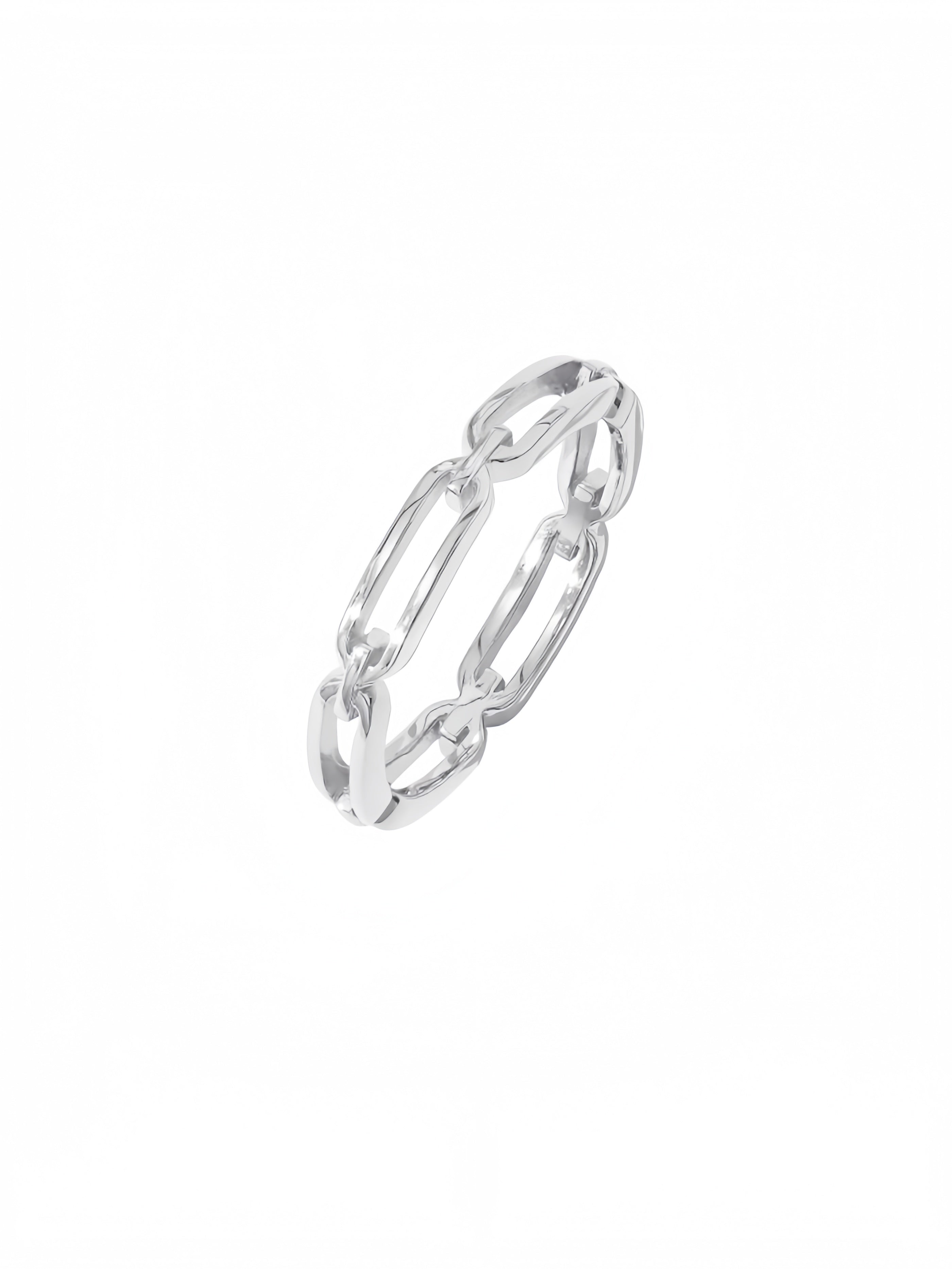 14K Gold or Rhodium Plated Sterling Silver Chain Link Band Ring JZ-031