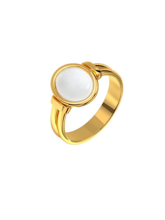 Gold Rings for Women Trendy Non Tarnish Chunky Gold Plated Ring, Waterproof Stainless Steel Gold Jewelry Gift JZ-030