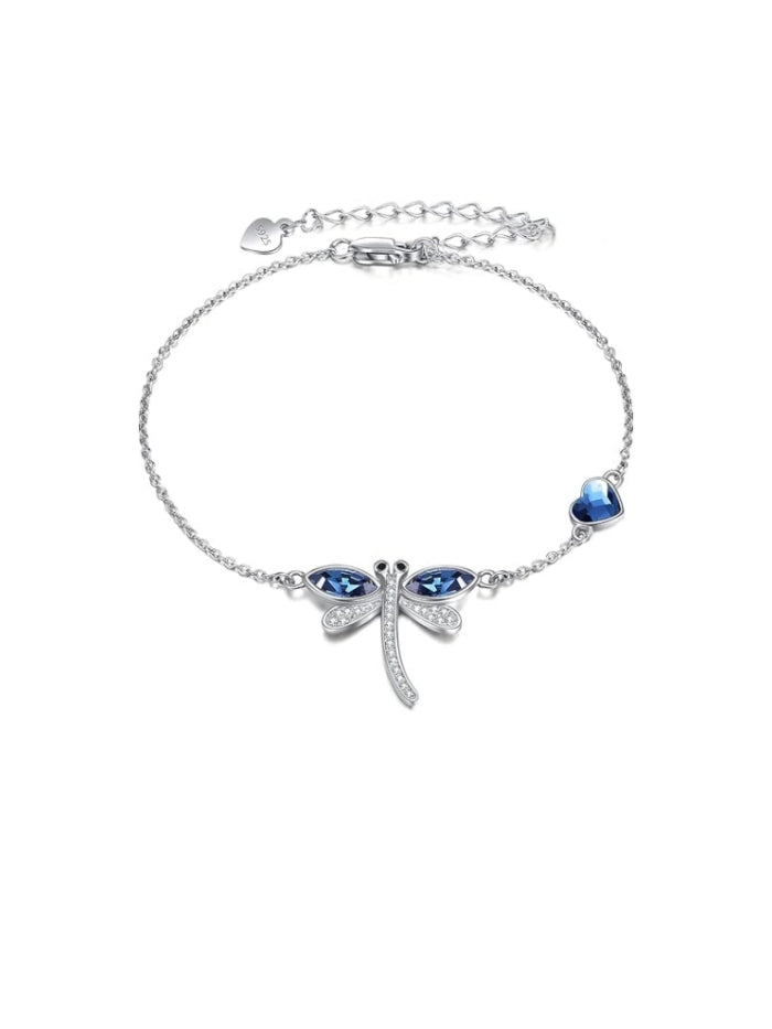 Beads Anklet Sterling Silver Dragonfly Ankle Bracelets Jewelry for Women Gifts JL-038