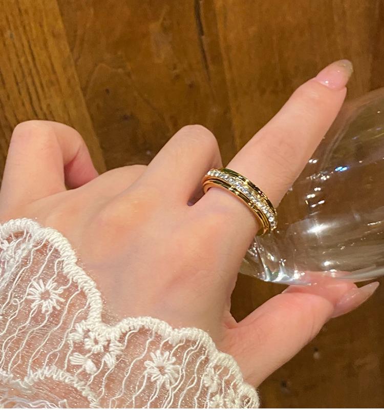 Anxiety Rings for Women and men Titanium Steel Spinner Fidget Band Rings Cubic Zirconia JZ-128