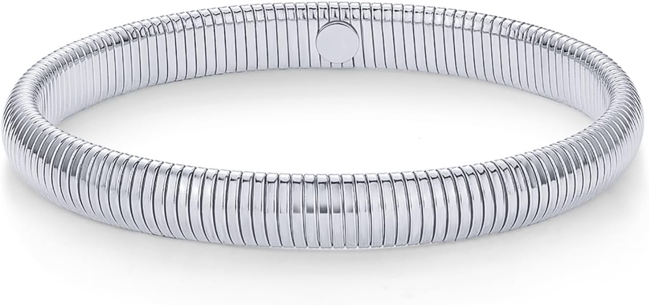 Stainless Steel 14K Gold Plated Waterproof Flexible Stretch Chunky Bangle for Women | Cobra Bracelet SL-012