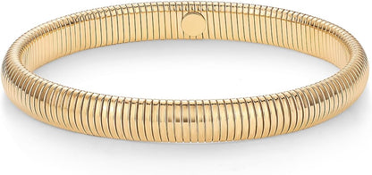 Stainless Steel 14K Gold Plated Waterproof Flexible Stretch Chunky Bangle for Women | Cobra Bracelet SL-012