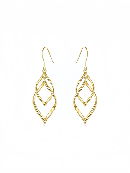 Sterling Silver Dangle Earrings for Women, 14k Gold Plated Double Linear Drop Statement Earrings Anniversary Birthday Gifts for Women EH-017