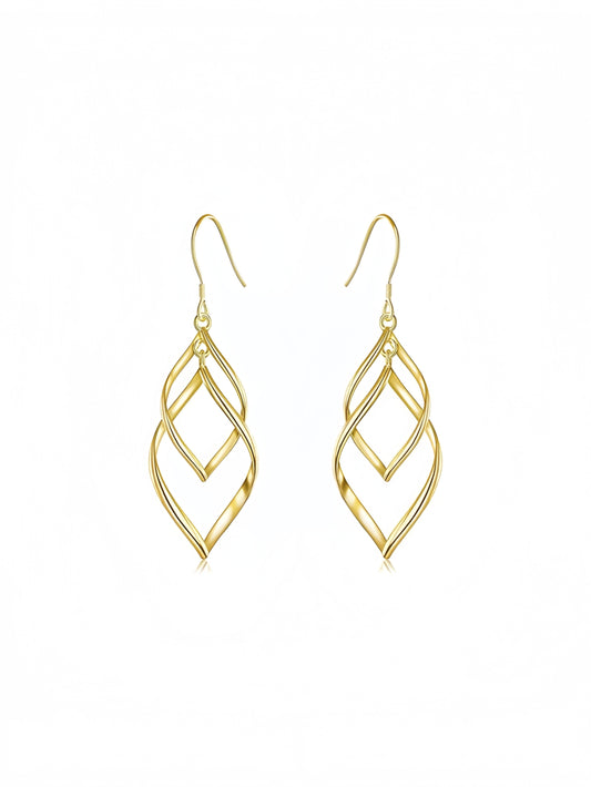 Sterling Silver Dangle Earrings for Women, 14k Gold Plated Double Linear Drop Statement Earrings Anniversary Birthday Gifts for Women EH-017