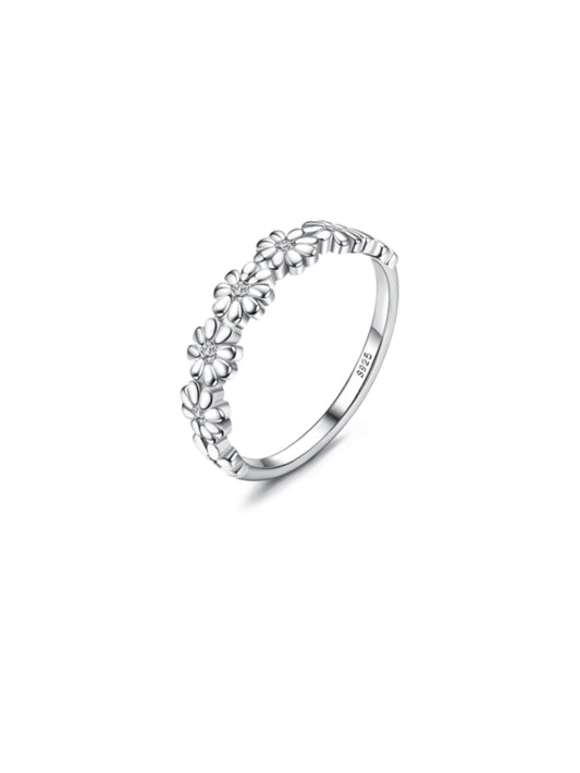 925 Sterling Silver Ring 18K Gold Plated Daisy Flower Ring Paved with Coloful Cubic Zirconia High Polished Comfort Fit Sunflower Stacking Statement Wedding Band Ring for Women JZ-027