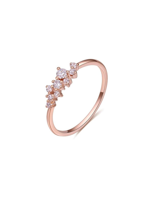 Simple 18k Gold plated Rings for Teen Girls White Studded Eternity Wedding Ring 925 Sterling Silver Plated Engagement Stackable Rings Women Fashion Jewelry Gift for her JZ-024