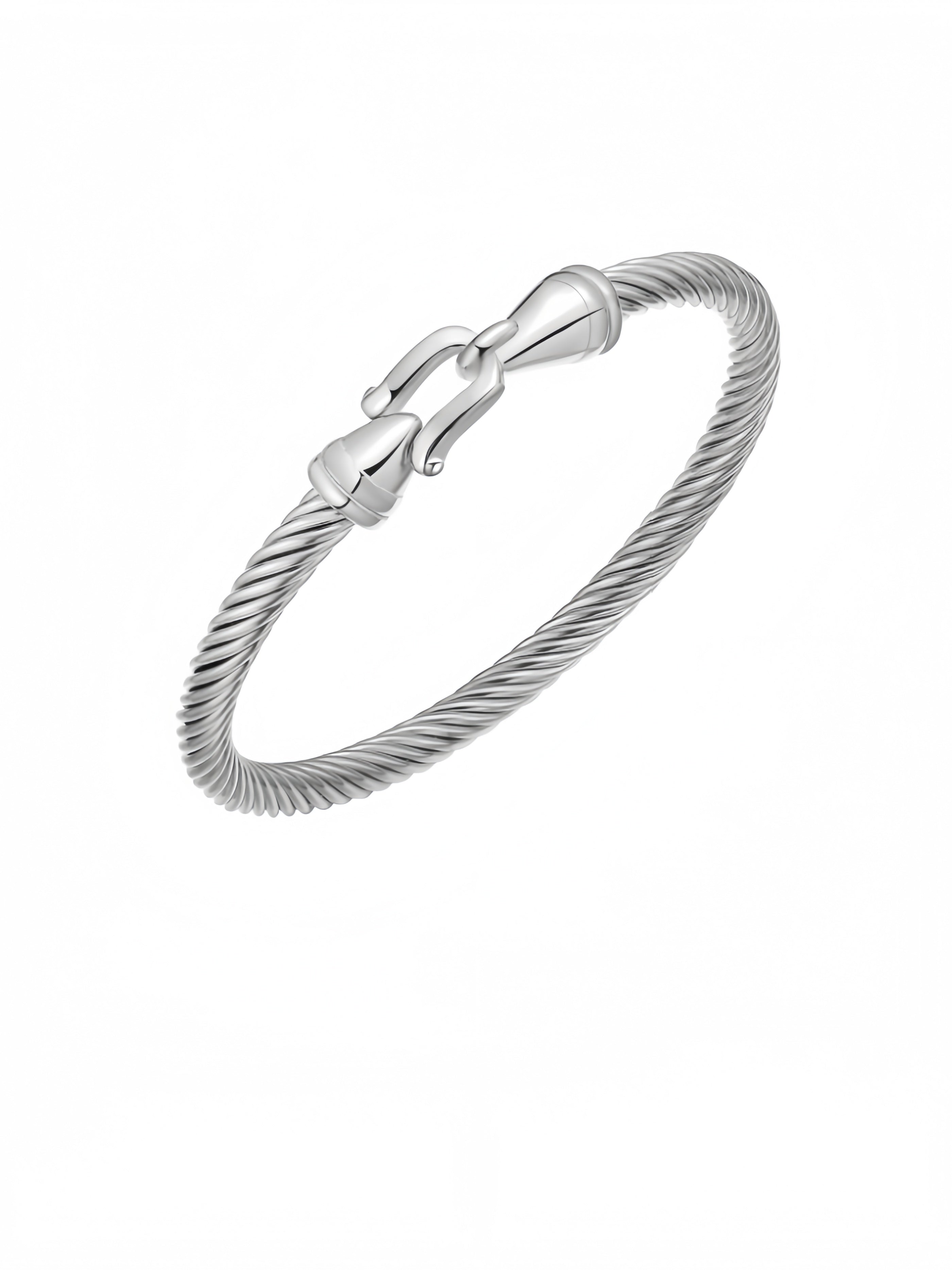 Stainless Steel Twisted Cable Wire Bracelets with Hook Clasp Stylish Roman Digital Bangle Bracelet for Women SL-010