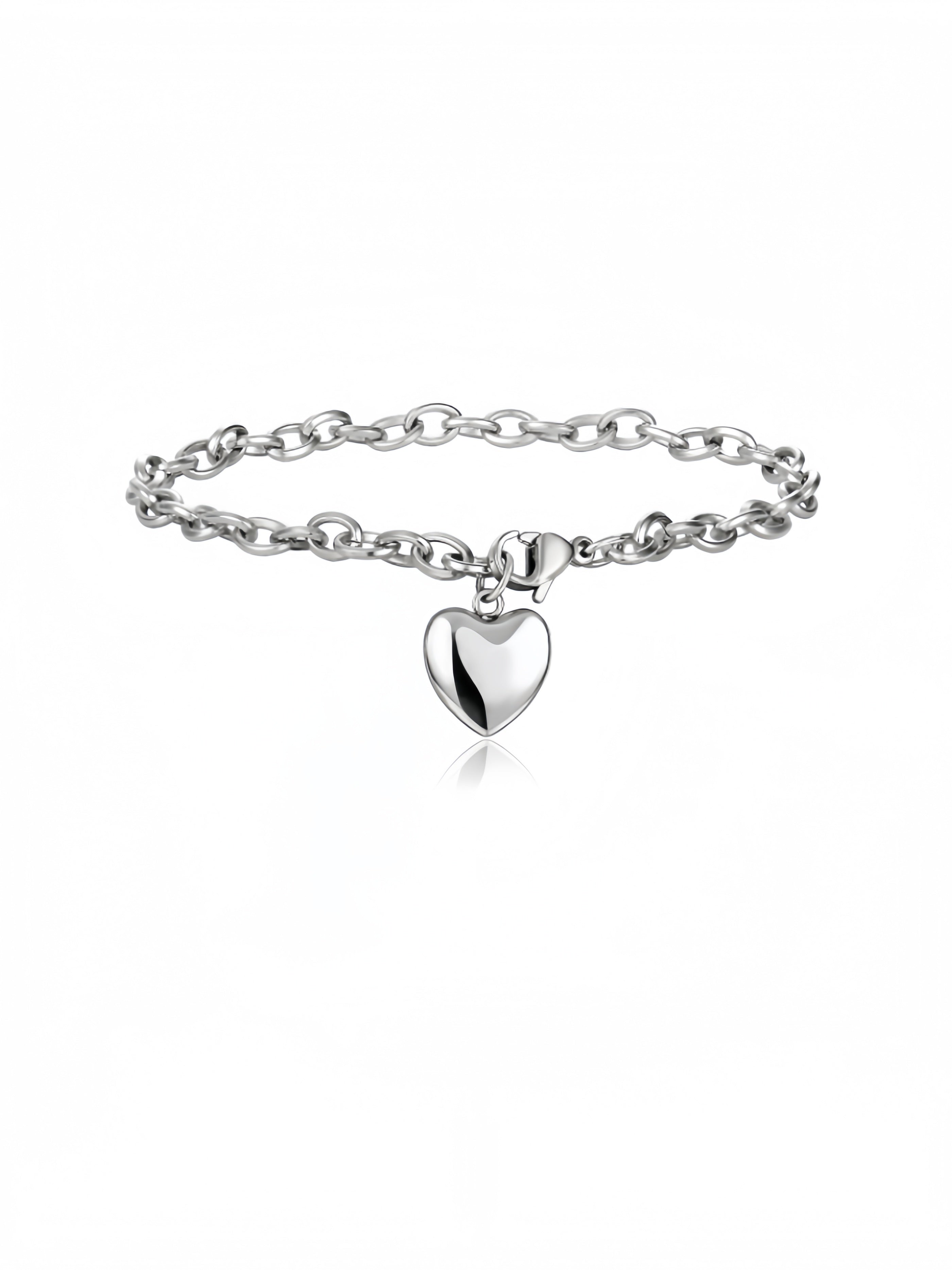 Women's Heart Charm Bracelets Stainless Steel Link Bracelet Birthday Gifts for Women Jewelry SL-006