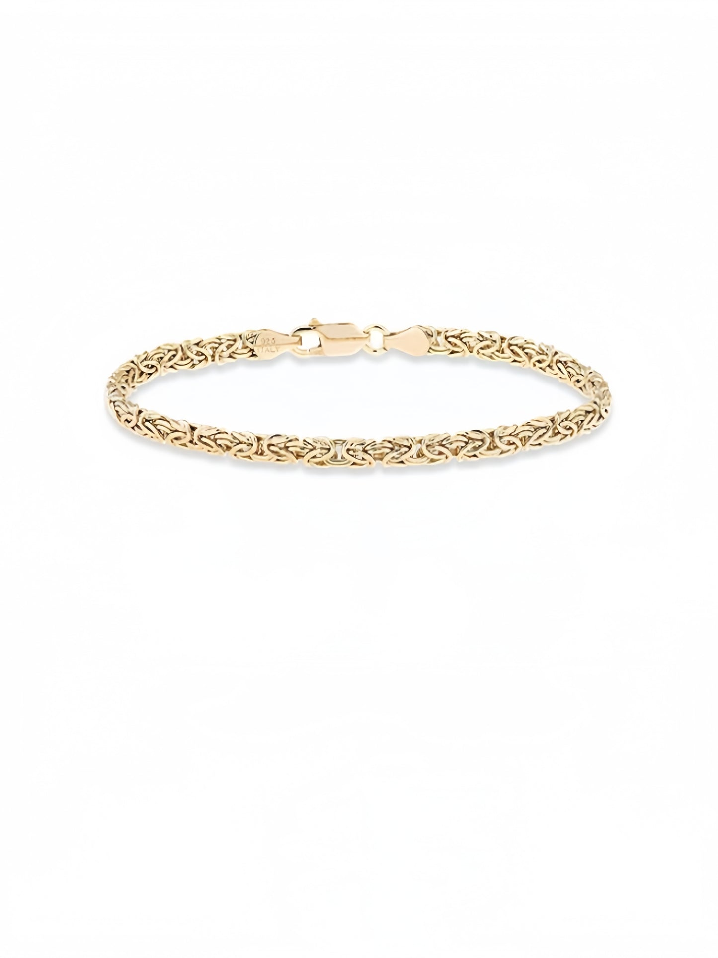 925 Sterling Silver or 18K Gold Plated 4mm Byzantine Link Chain Anklet Ankle Bracelet for Women, Made in Italy JL-044