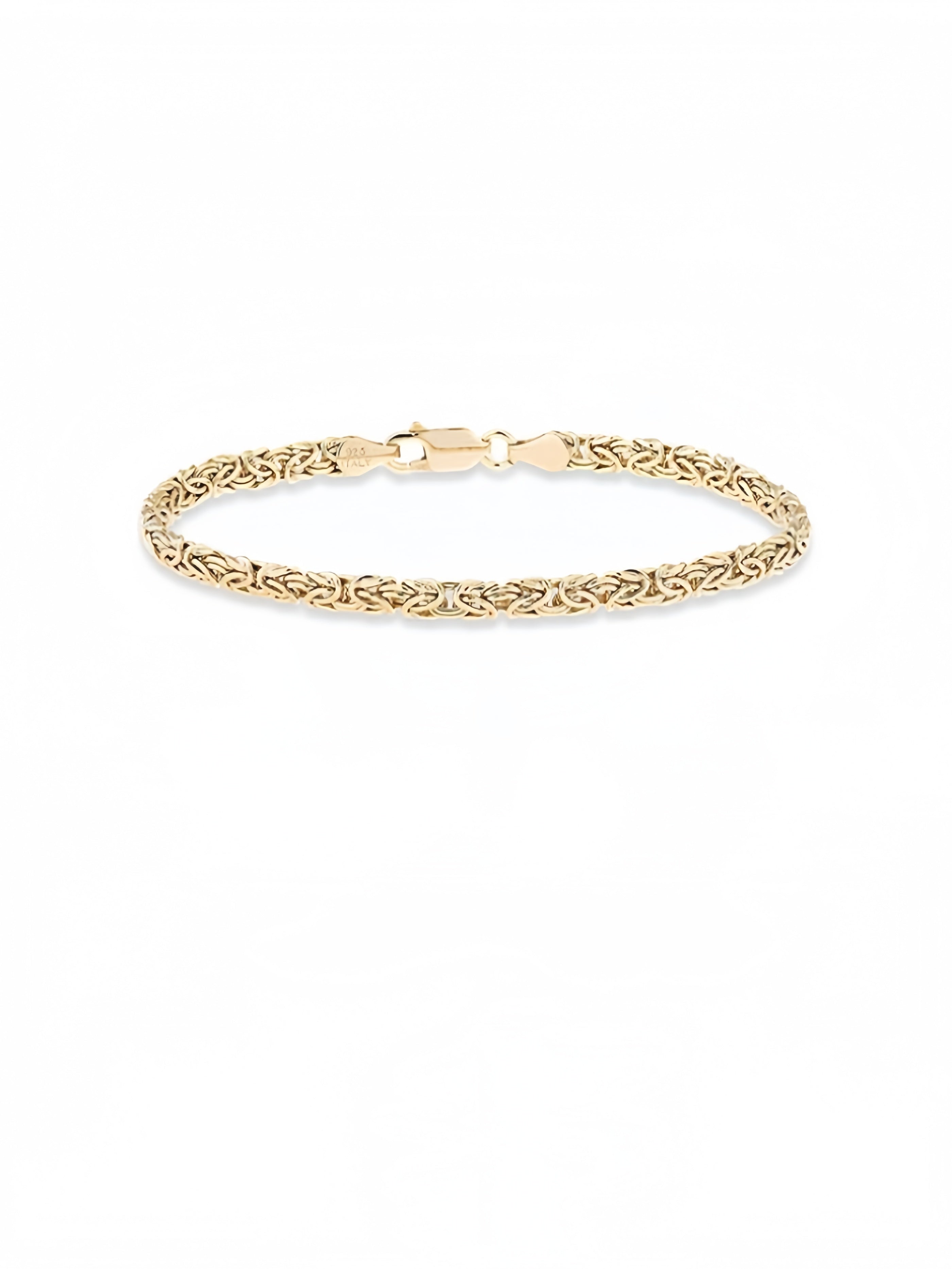 925 Sterling Silver or 18K Gold Plated 4mm Byzantine Link Chain Anklet Ankle Bracelet for Women, Made in Italy JL-044