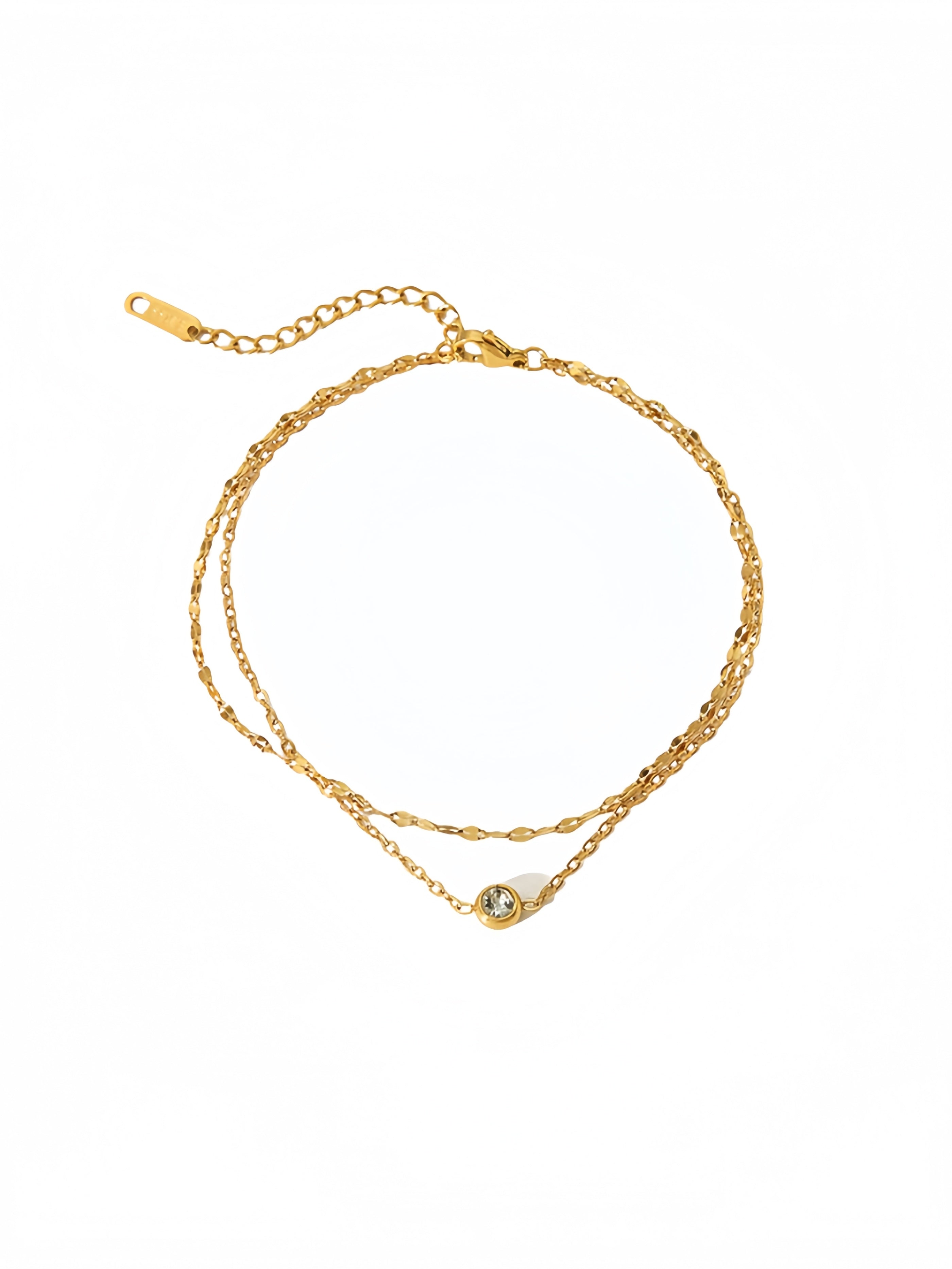 4-style gold necklaces (double-layer diamond,scattered diamond, Y-dynamic diamond): premium wear-resistant, color-retaining, for daily/party/gifting XL-057