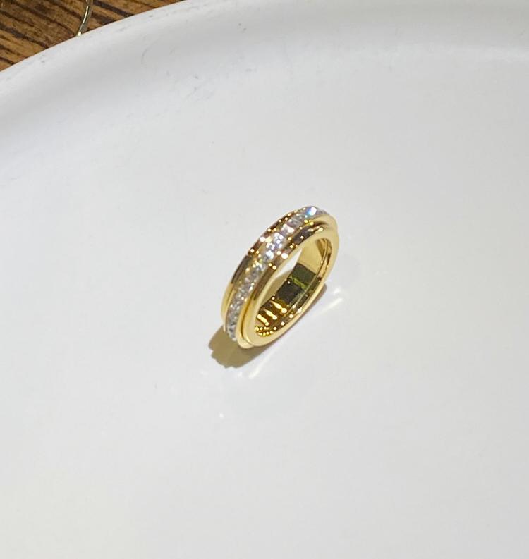 Anxiety Rings for Women and men Titanium Steel Spinner Fidget Band Rings Cubic Zirconia JZ-128