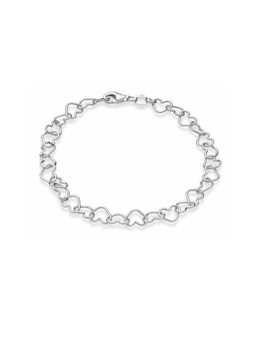 925 Sterling Silver Italian 5mm Heart Link Chain Bracelet for Women SL-040