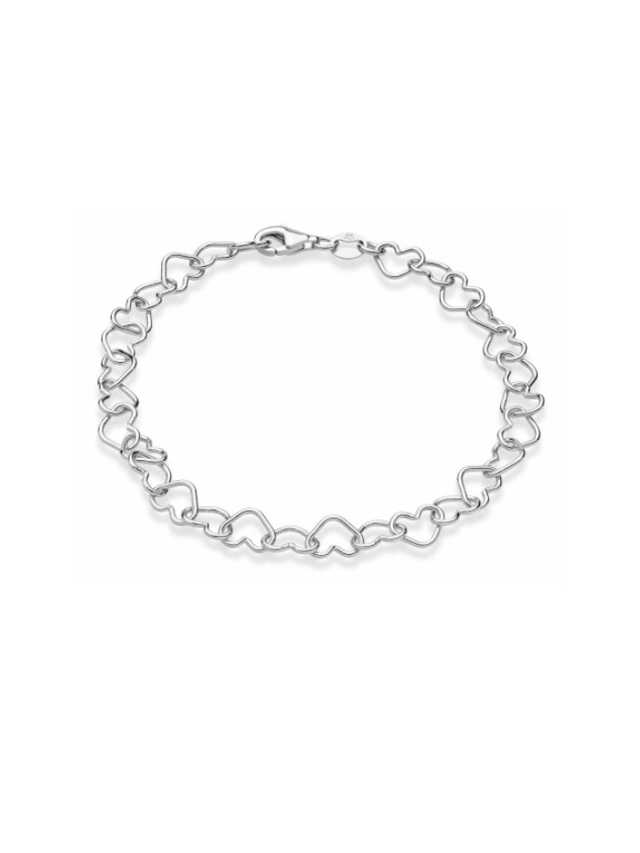 925 Sterling Silver Italian 5mm Heart Link Chain Bracelet for Women SL-040
