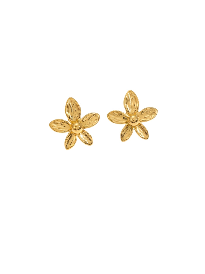 Flower Stud Earrings Five Petals Statement Jewelry Elegant Design Vintage Style Artistic Accessories Unique Earrings Fashion Jewelry Bold Style EH-054