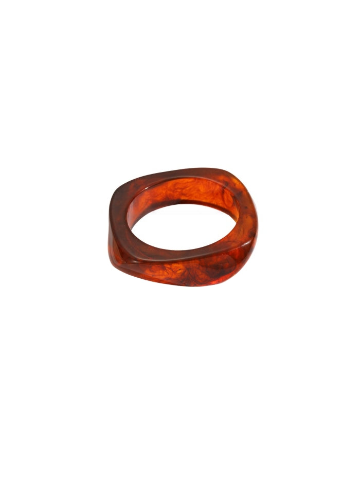 Chunky Resin Ring Amber Color Statement Jewelry Wide Band Irregular Design Bold Fashion Vintage Style Unique Accessories Retro Jewelry Elegant Ring JZ-053