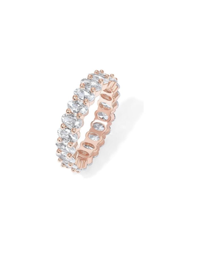 14K Gold Plated Rings - Oval Cubic Zirconia Love Ring and Eternity Ring JZ-058