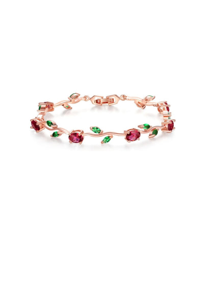 Lovely White Gold Plated AAA Cubic Zirconia Gemstone Flower Vine 7 Inches Bracelet SL-057