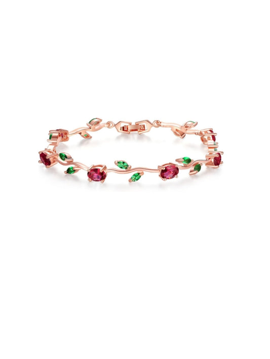 Lovely White Gold Plated AAA Cubic Zirconia Gemstone Flower Vine 7 Inches Bracelet SL-057