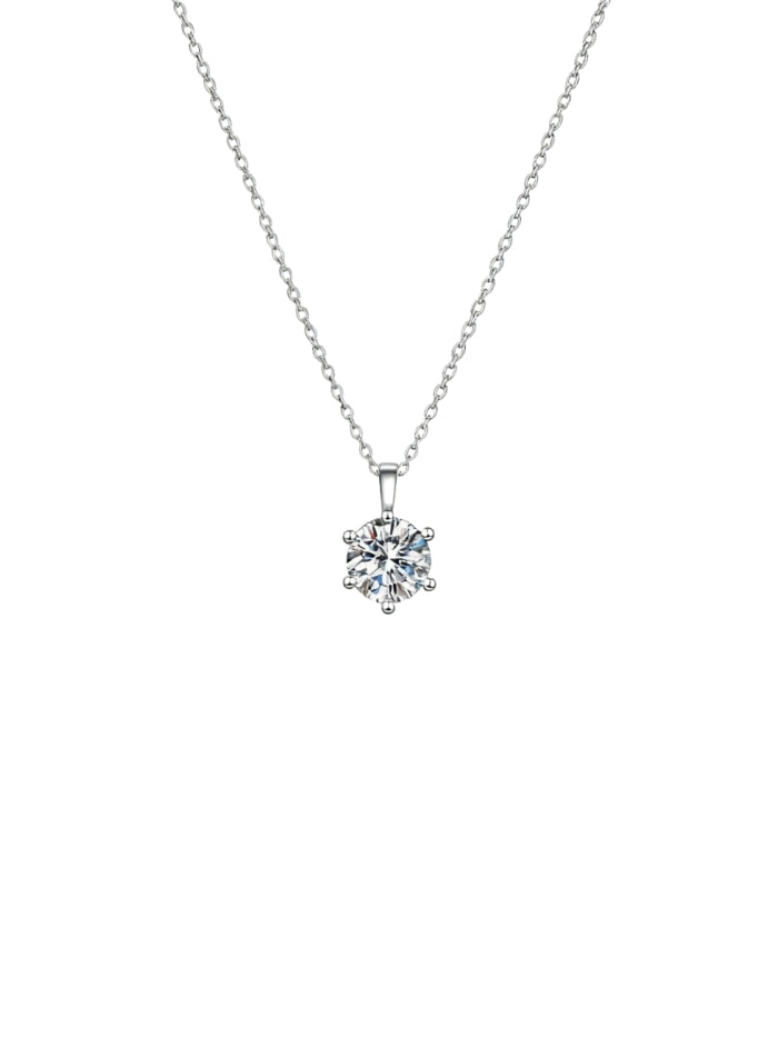 1 Carat Lab Grown Diamond Necklaces For Women Solid 14K White Gold 6 Prong Pendant Necklace IGI Certified Lab Grown Diamond Pendant Necklace For Women XL-047