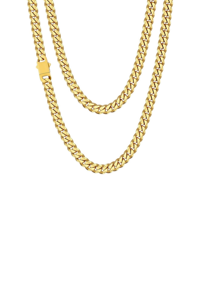 3.5mm Cuban Link Chains for Men, Silver Tone/Black/14K Gold Plated Stainless Steel Necklace Chain, Mens Necklace 16, 18, 20, 22, 24, 26, 28 Inch XL-008