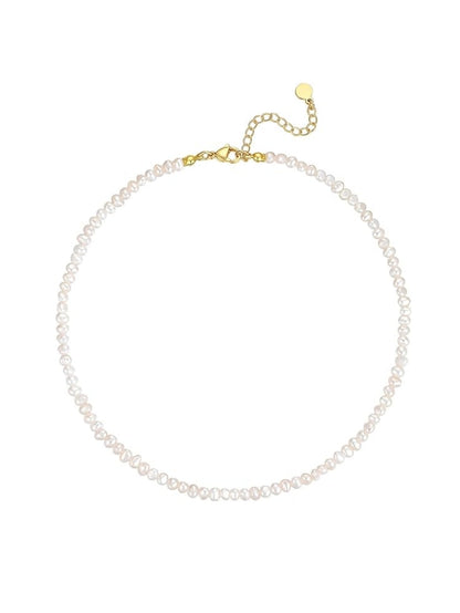Natural Freshwater Baroque Pearl Necklace 14K Gold Plated Dainty Choker Necklace for Women Girls Snake Chain/Cuban Link/Paperclip/Ball Beaded Chain/Tennis Chain Fashion Jewelry for Gift XL-017