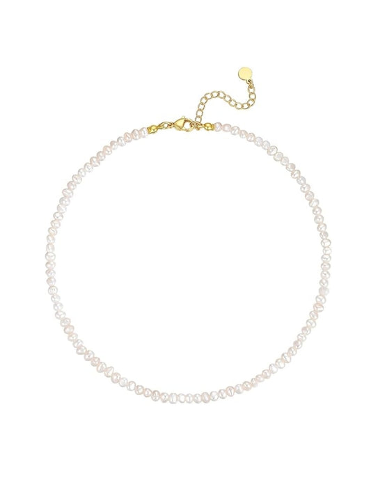 Natural Freshwater Baroque Pearl Necklace 14K Gold Plated Dainty Choker Necklace for Women Girls Snake Chain/Cuban Link/Paperclip/Ball Beaded Chain/Tennis Chain Fashion Jewelry for Gift XL-017
