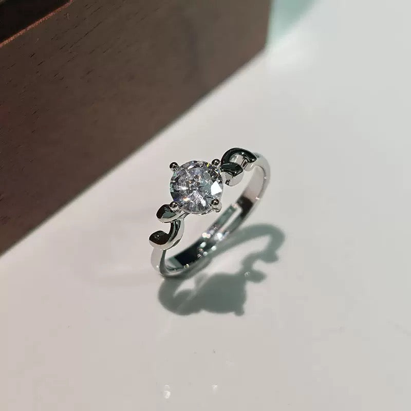 New Classic Solitaire Zirconia Engagement Ring with Adjustable Band JZ-124