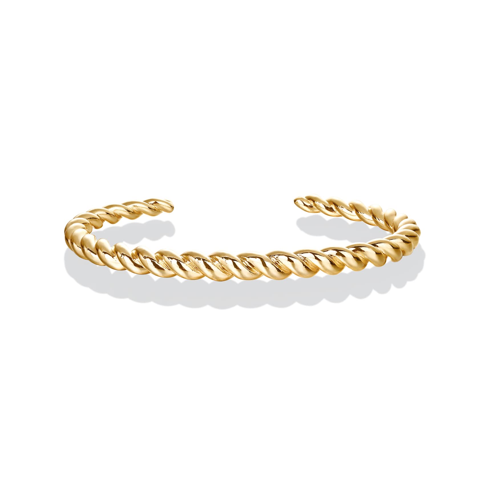 Gold Plated Twisted Chunky Bangle Bracelet | 14K Gold Plated | Lightweight Everyday Jewelry SL-016