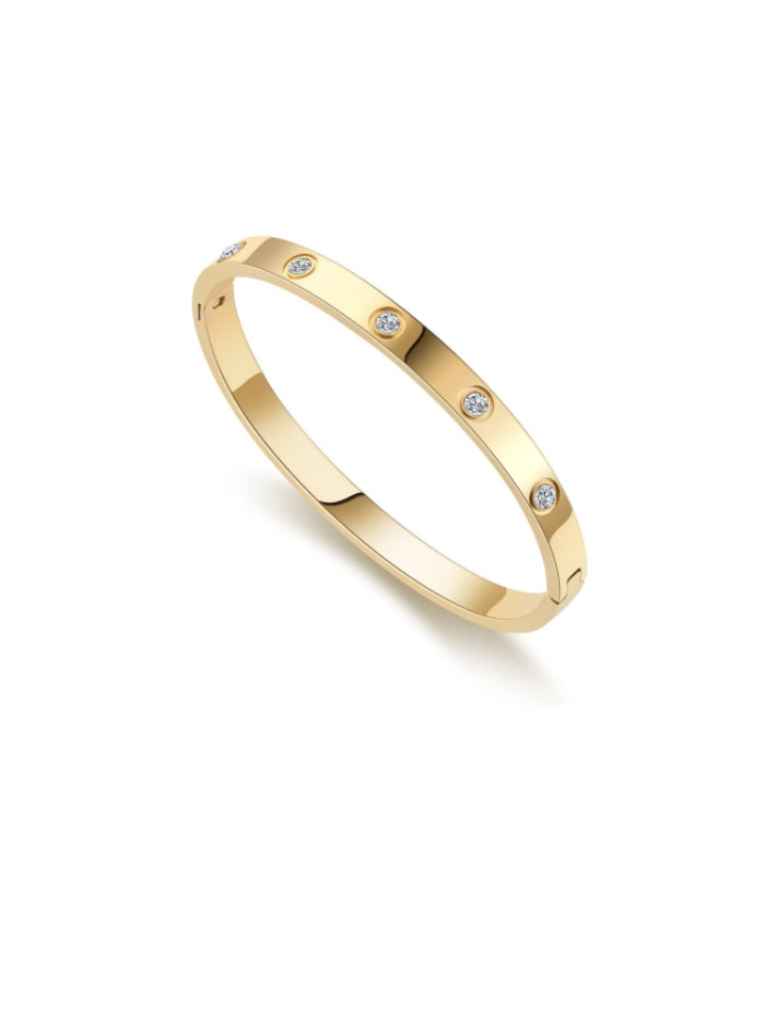 Gold Bracelets for Women Friendship Love Bangle Bracelets Cubic Zirconia Stainless Steel Bracelet Jewelry Birthday Gifts for Women Stocking Stuffers SZ-008