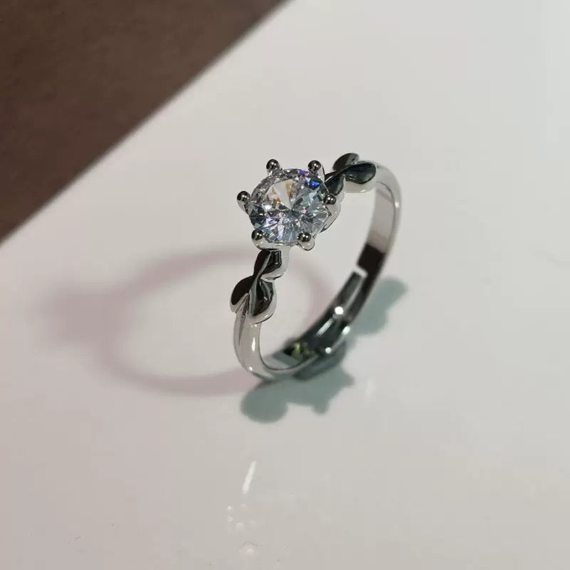 New Classic Solitaire Zirconia Engagement Ring with Adjustable Band JZ-124