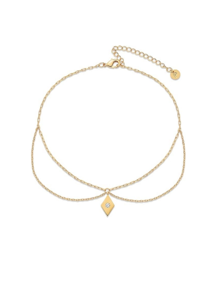 14K Gold Plated Charm Link Chain Anklets for Women | Dainty Cubic Zirconia Boho Dot Evil Eye Star Station Solitaire Pearl Beaded Festival Adjustable Gold Anklets JL-009