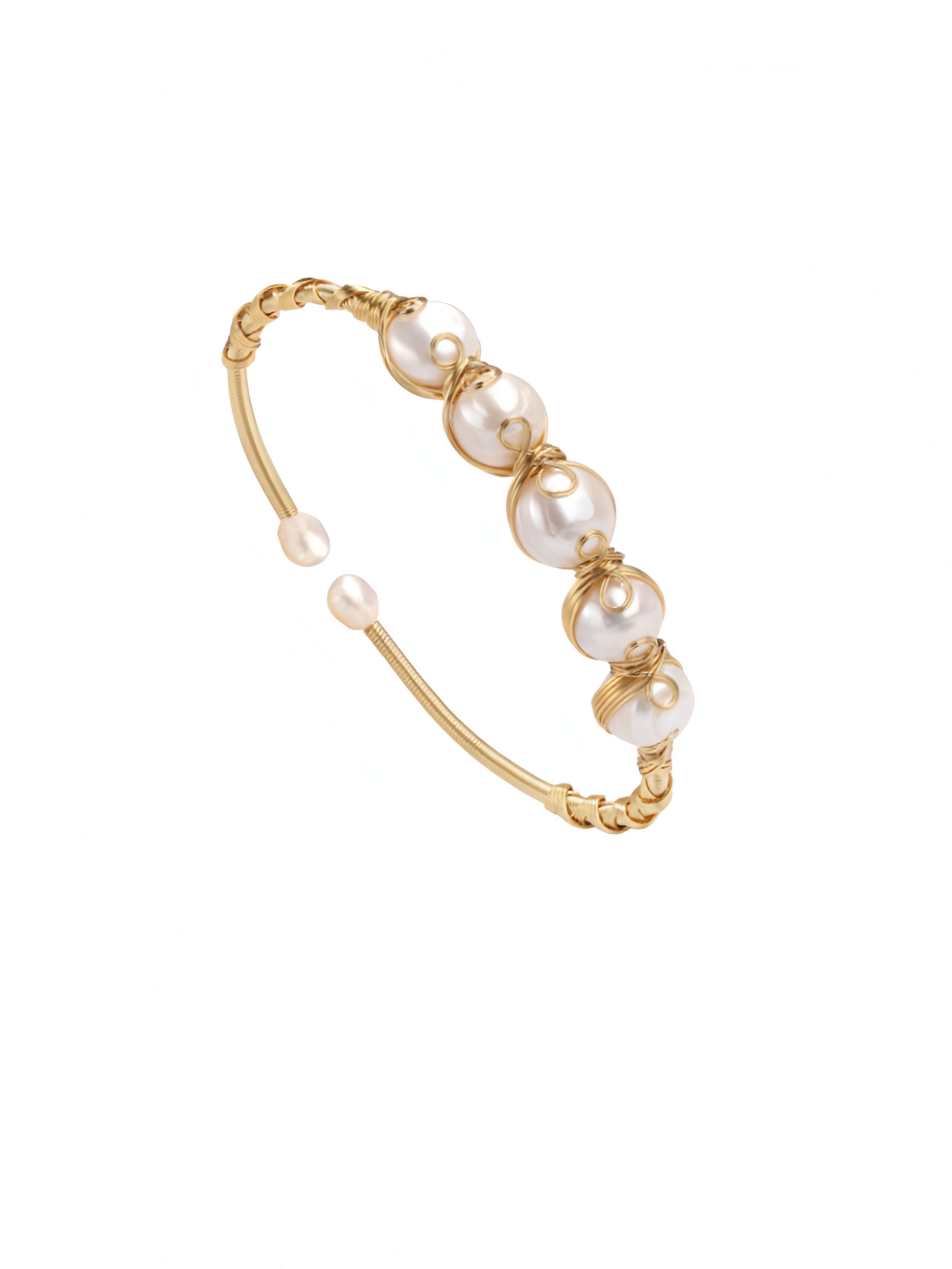 Pearls Bracelets for Women, Natural Freshwater Pearls Bracelets Jewelry Bangle, Lucky Jewelry for Mom Lover Her (14K Gold Plated) SL-013