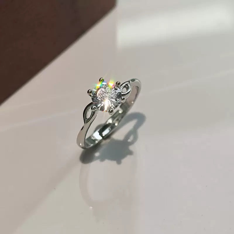 New Classic Solitaire Zirconia Engagement Ring with Adjustable Band JZ-124