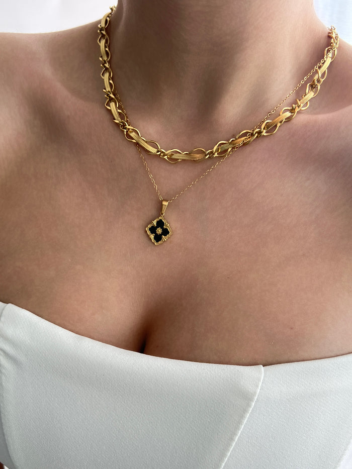 925 Sterling Silver chain 18K Gold Plated Clover Necklace for Women Four Leaf Clover Necklace Flower Lucky Pendant Dainty Jewelry Gifts