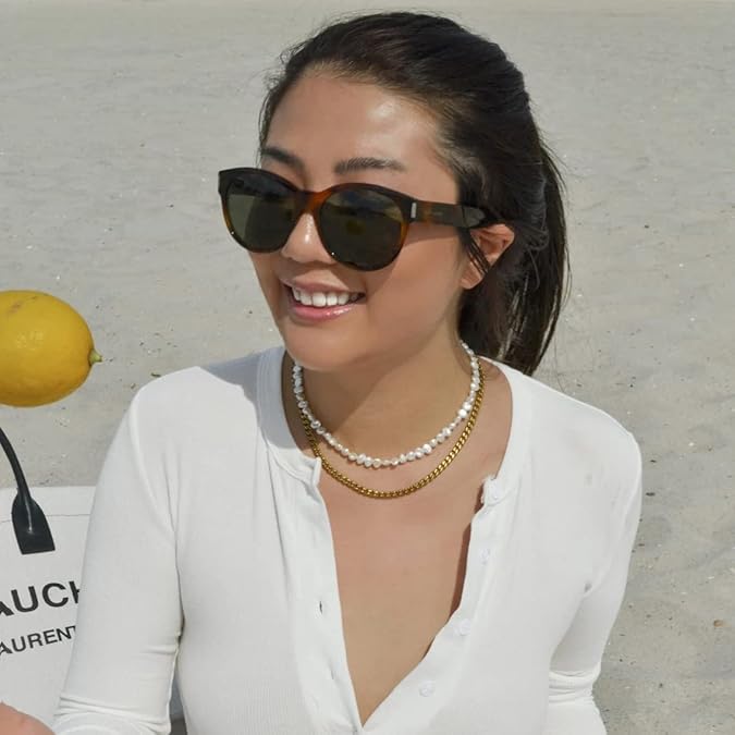 Natural Freshwater Baroque Pearl Necklace 14K Gold Plated Dainty Choker Necklace for Women Girls Snake Chain/Cuban Link/Paperclip/Ball Beaded Chain/Tennis Chain Fashion Jewelry for Gift XL-017