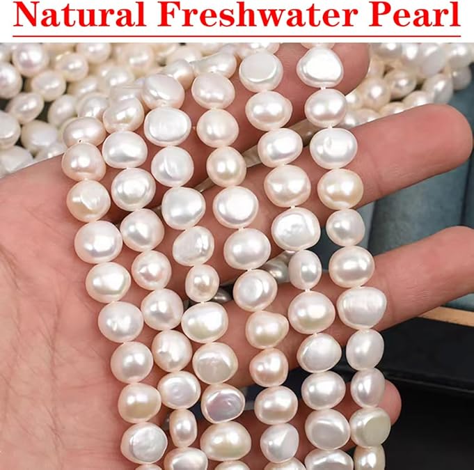 Natural Freshwater Baroque Pearl Necklace 14K Gold Plated Dainty Choker Necklace for Women Girls Snake Chain/Cuban Link/Paperclip/Ball Beaded Chain/Tennis Chain Fashion Jewelry for Gift XL-017
