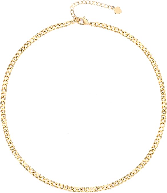 18K Gold Paperclip Chain Choker Satellite Chain Biwa Pearl Pendant Necklace Dainty Jewelry for Women XL-20