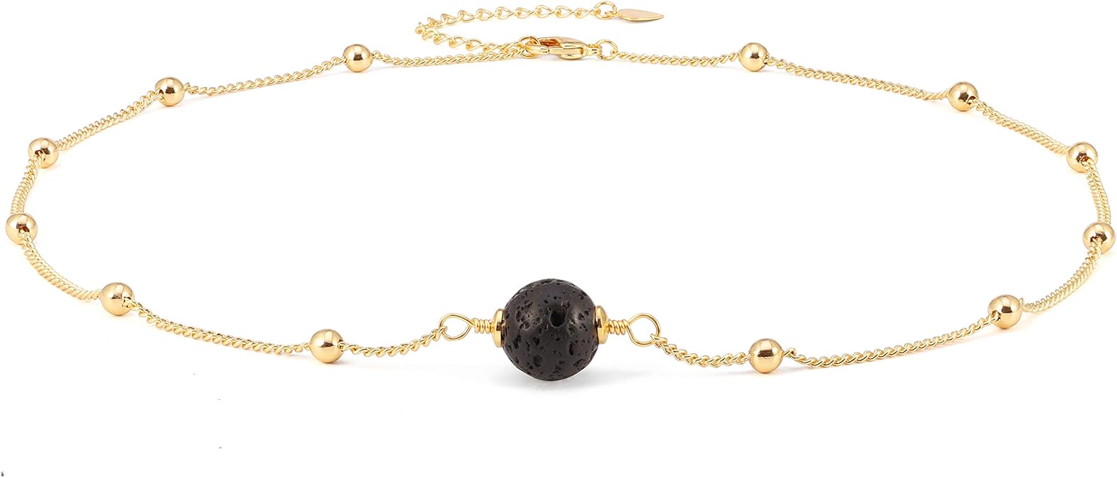 18K Gold Paperclip Chain Choker Satellite Chain Biwa Pearl Pendant Necklace Dainty Jewelry for Women XL-20