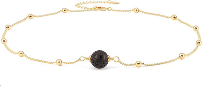 18K Gold Paperclip Chain Choker Satellite Chain Biwa Pearl Pendant Necklace Dainty Jewelry for Women XL-20