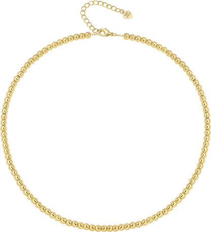18K Gold Paperclip Chain Choker Satellite Chain Biwa Pearl Pendant Necklace Dainty Jewelry for Women XL-20