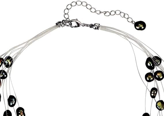 Multi 12 Strand Freshwater Floating Cultured Pearl Necklace XL-21