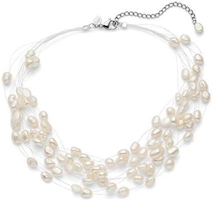 Multi 12 Strand Freshwater Floating Cultured Pearl Necklace XL-21