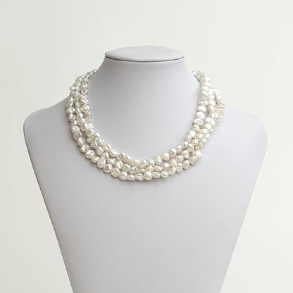 Women's Pearl Necklace Strand Freshwater Cultured Baroque Keshi 120 cm long Baroque Keshi pearls from 7-9 to 10-11 mm Knotted every 4 pearls XL-022