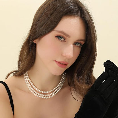 AAA+ Quality White Freshwater Pearls Necklace for Women | 6.5-7mm Round White Pearls with 925 Sterling Silver  XL-23