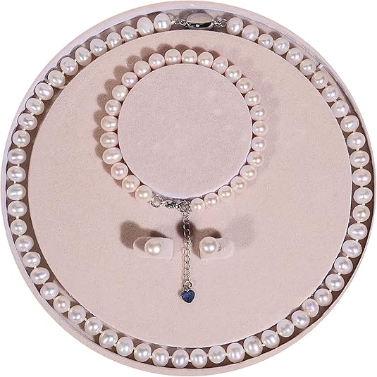 Freshwater Cultured Pearl Necklace Set - Real Pearl Necklace Set Includes Stunning Bracelet and Stud Earrings Jewelry Set for Women XL-24