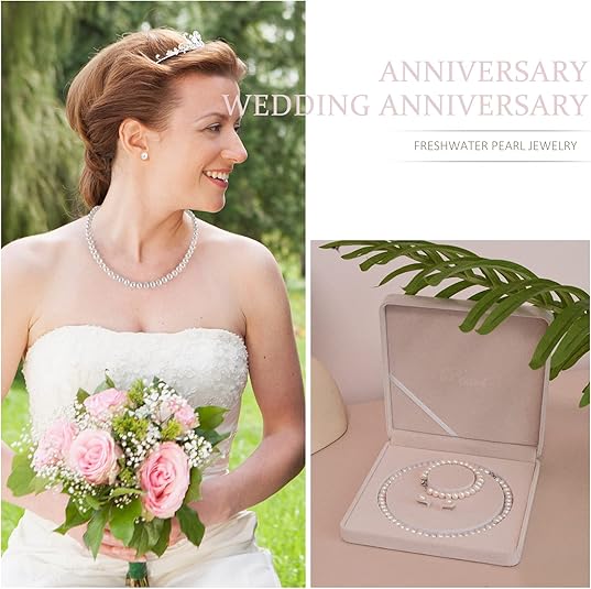 Freshwater Cultured Pearl Necklace Set - Real Pearl Necklace Set Includes Stunning Bracelet and Stud Earrings Jewelry Set for Women XL-24