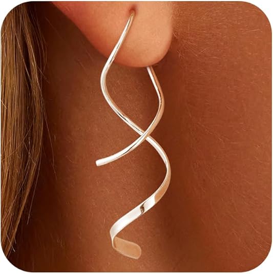 14K Gold/Silver Hoop/Dangle Earrings Dainty Hypoallergenic Jewelry, Trendy Lightweight Accessories for Women Valentines Mother's Day Birthday Thanksgiving Day Gifts EH-004